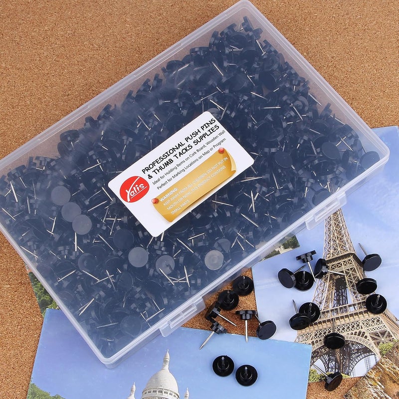 Yalis Push Pins 400-count Flat Black Thumb Tacks Steel Point and Plastic Head for Corkboard and Wooden Photo Wall - Image 3